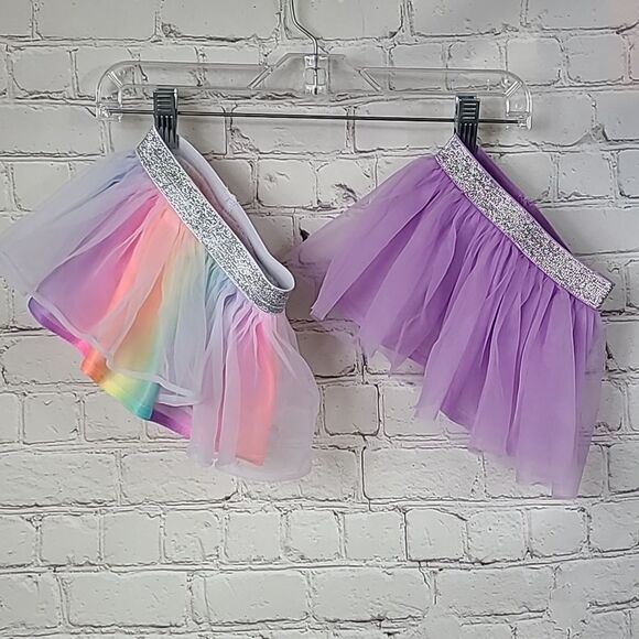 Baby Girl’s Glitter Tulle Tutu Skirt 0-3M Rainbow & Lilac Ruffled Bloomers 2-pk - Picture 10 of 10